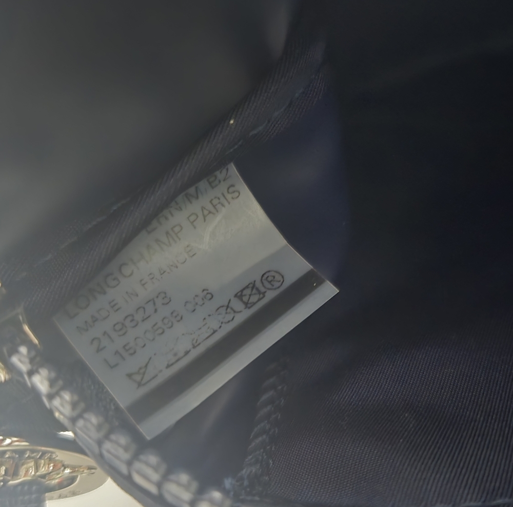 Longchamp Le Pliage XS mini tote Navy Blue Silver Handware Crossbody Top Handle - Picture 12 of 14